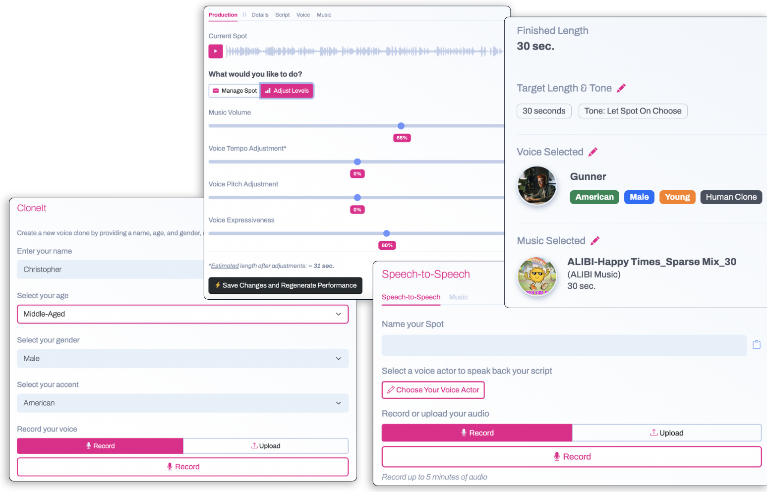 AI Voice cloning and production elements